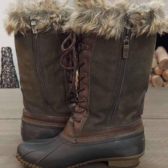 Sporto Tall Natasha Duck Boots Olive Sz 8 - Picture 6 of 9